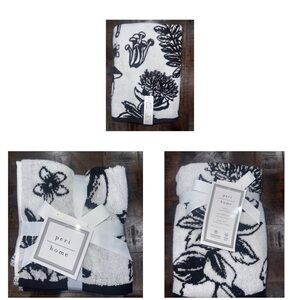 Peri Home 7 Pc Towel Set:1 Bath 2 Hand 4 Washcloth Cotton Etched Bot Black White